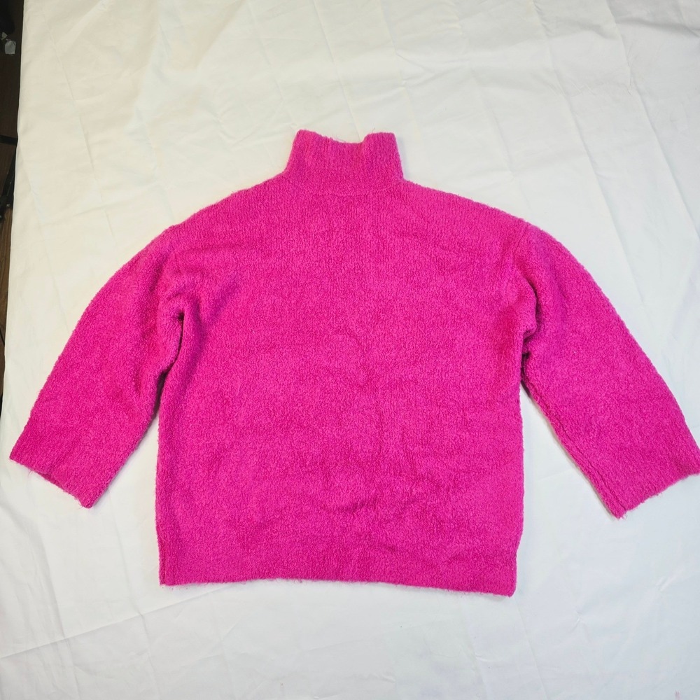 Scoop Women's Mock Neck Bouclé Knit Sweater Medium Pink Long Sleeve Relaxed